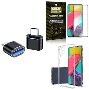 Kit Capa M53 5G + Adaptador Otg Tipo C/Usb + Película 3D