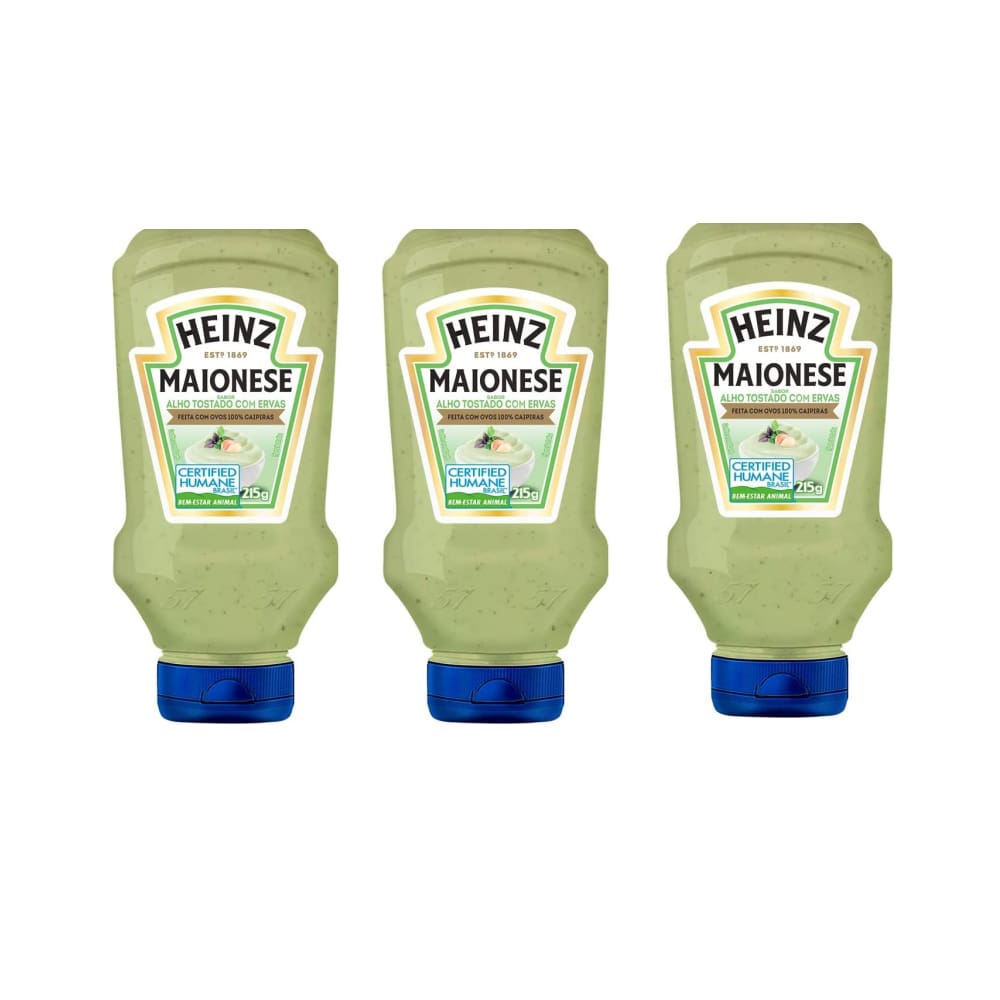 Kit com 3 Maionese de Alho com Ervas Heinz - 215g
