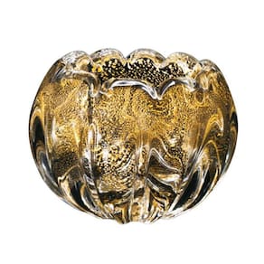 Vaso Em Cristal Murano Com Ouro 24 K São Marcos 15x15x11cm