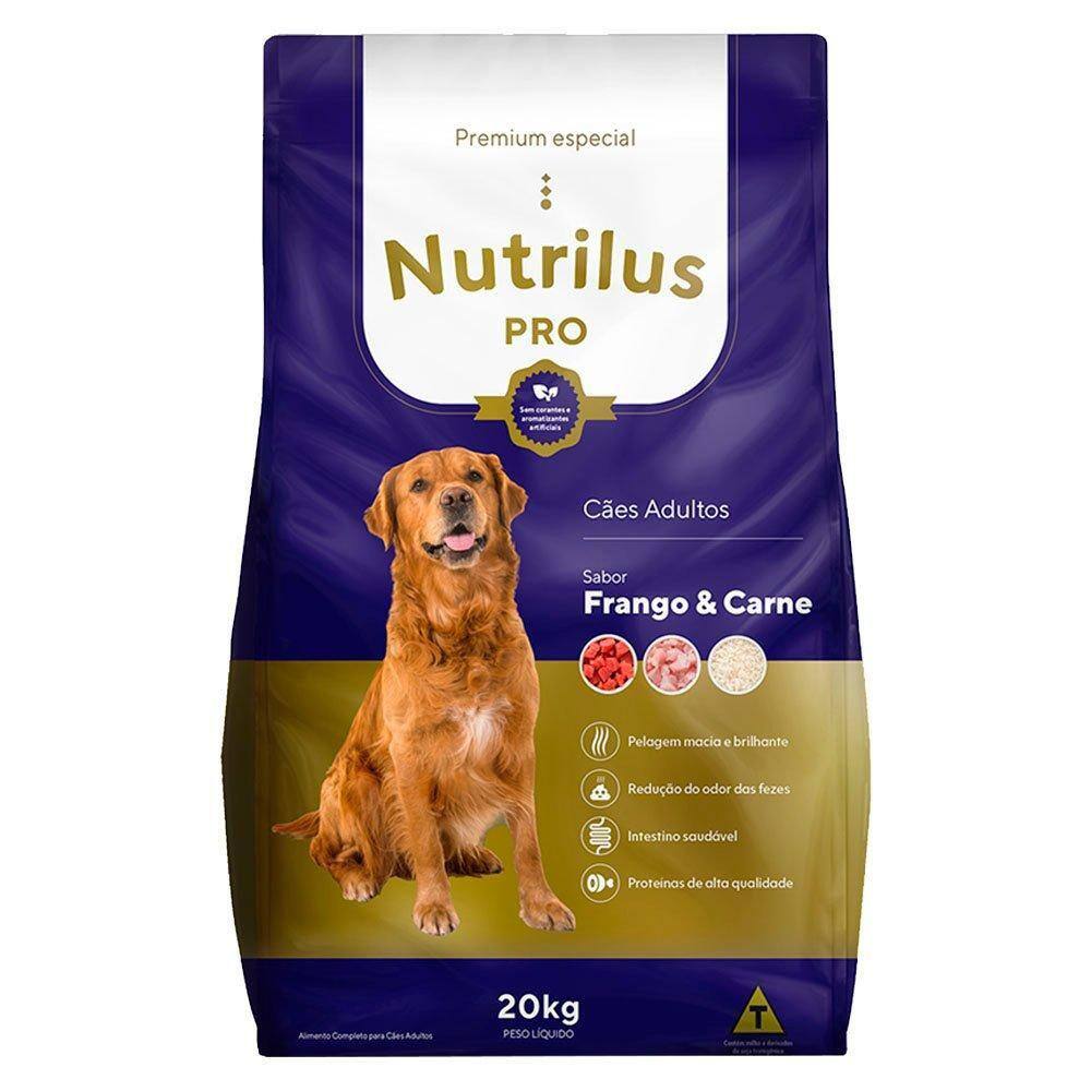 Ração Seca Nutrilus Pro Frango \u0026 Carne para Cães Adultos 20Kg