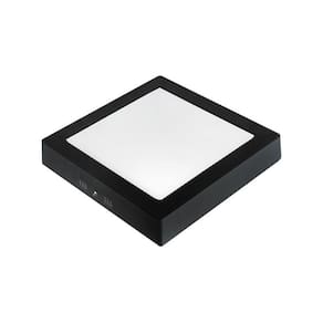 Painel de Led Taschibra Quadrado Lux de Sobrepor 18W Bivolt Preto 3000K Luz Amarela