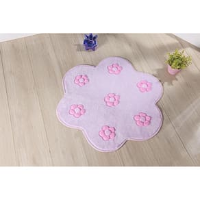 Tapete Pelúcia Infantil Jardim Flores Rosa Meninas