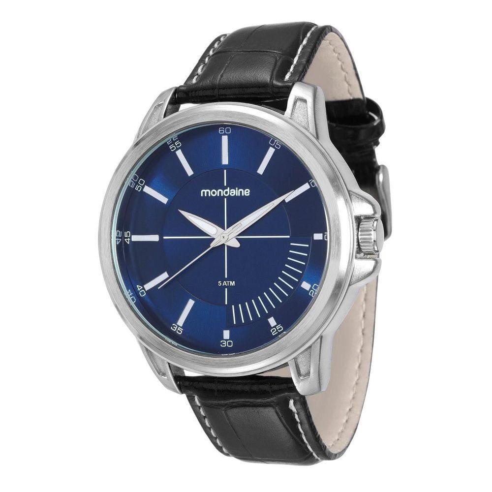 Relógio Masculino Mondaine Prateado Azul Couro 76604G0Mvnh3