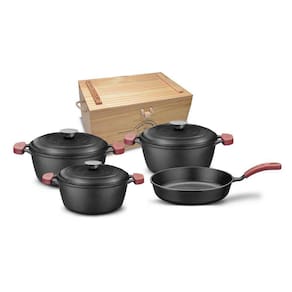 Conjunto Cacarolas Ferro Fundido Mta 4 Peças Frigideira