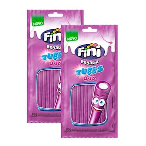 Kit 2 Balas Fini Tubinho de Uva 80g