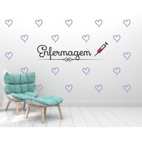 Adesivo Decorativo De Parede Enfermagem E Corações