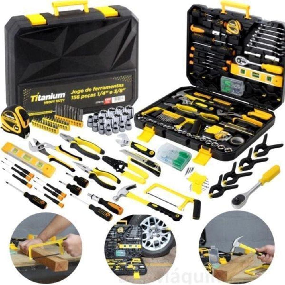 Kit Ferramentas Com 156 Peças Cromo Vanádio Titanium 05614
