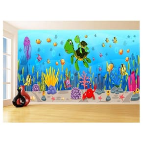 Papel De Parede 3D Infantil Fundo Do Mar Peixes 3,5M Azs324