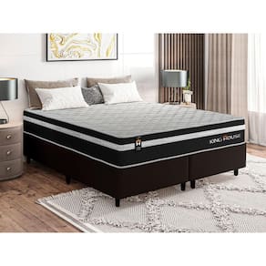 Conjunto Cama Box c/ Molas Ensacadas Durham Preto Queen 158x198x60