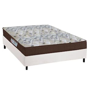 Cama Box Casal: Colchão Espuma Ortobom D45/EP Fort Tech ISO 150 + Base CRC Courano White(138x188)