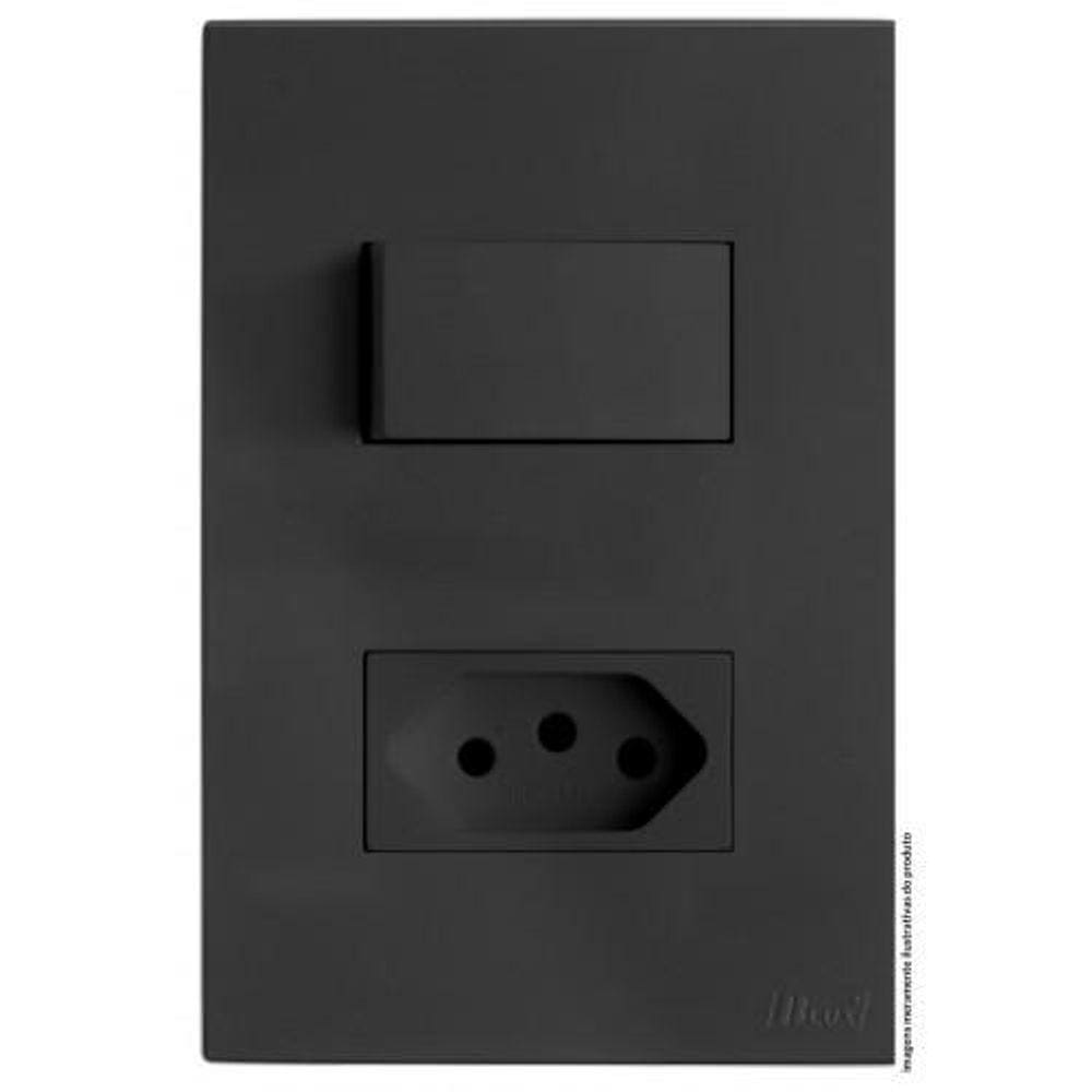 Cj Int. Simples + Tomada 10A 4X2 - Recta Home Grafite Fosco