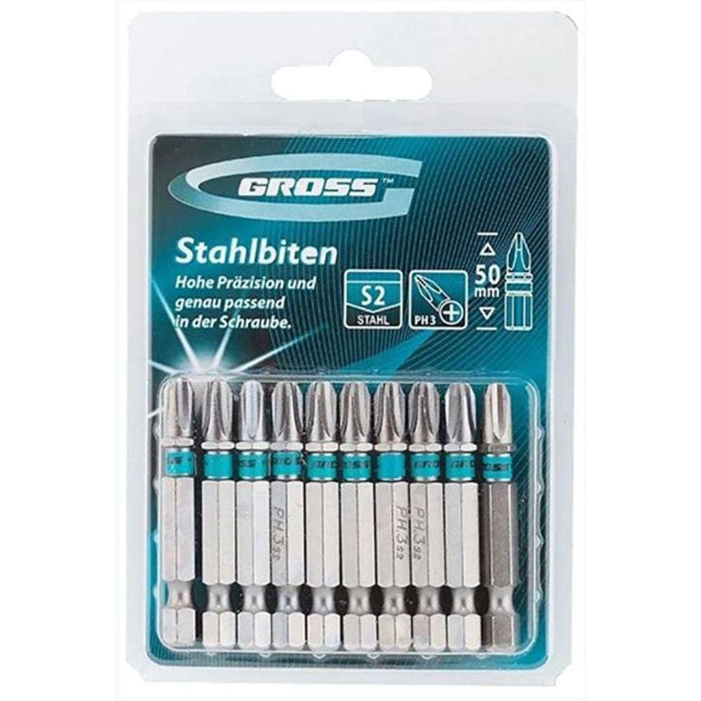 Bits Ph2 1/4 50Mm Aço S2 10 Peças Gross 1133555