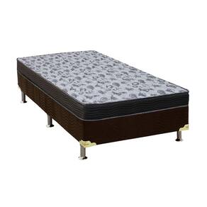 Cama Box Solteiro: Colchão Espuma Ortobom D33/EP Fort Tech ISO 100 + Base CRC Suede Brown(88x188)