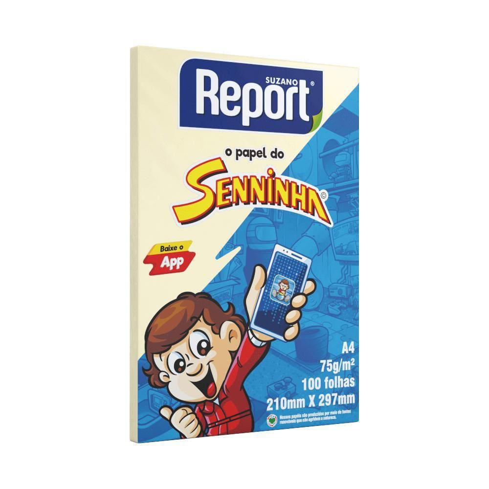 Papel Sulfite A4 Amarelo 75G 100 Folhas Senninha Report