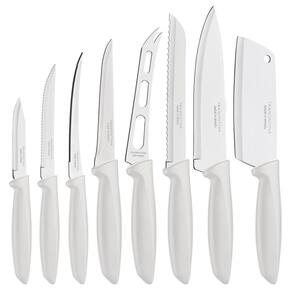 Jogo 8 Facas Tramontina Chef Profissional Plenus Branco