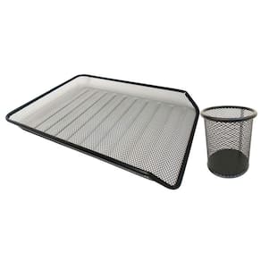 Kit Bandeja Organizadora E Porta Caneta De Escritório Preta