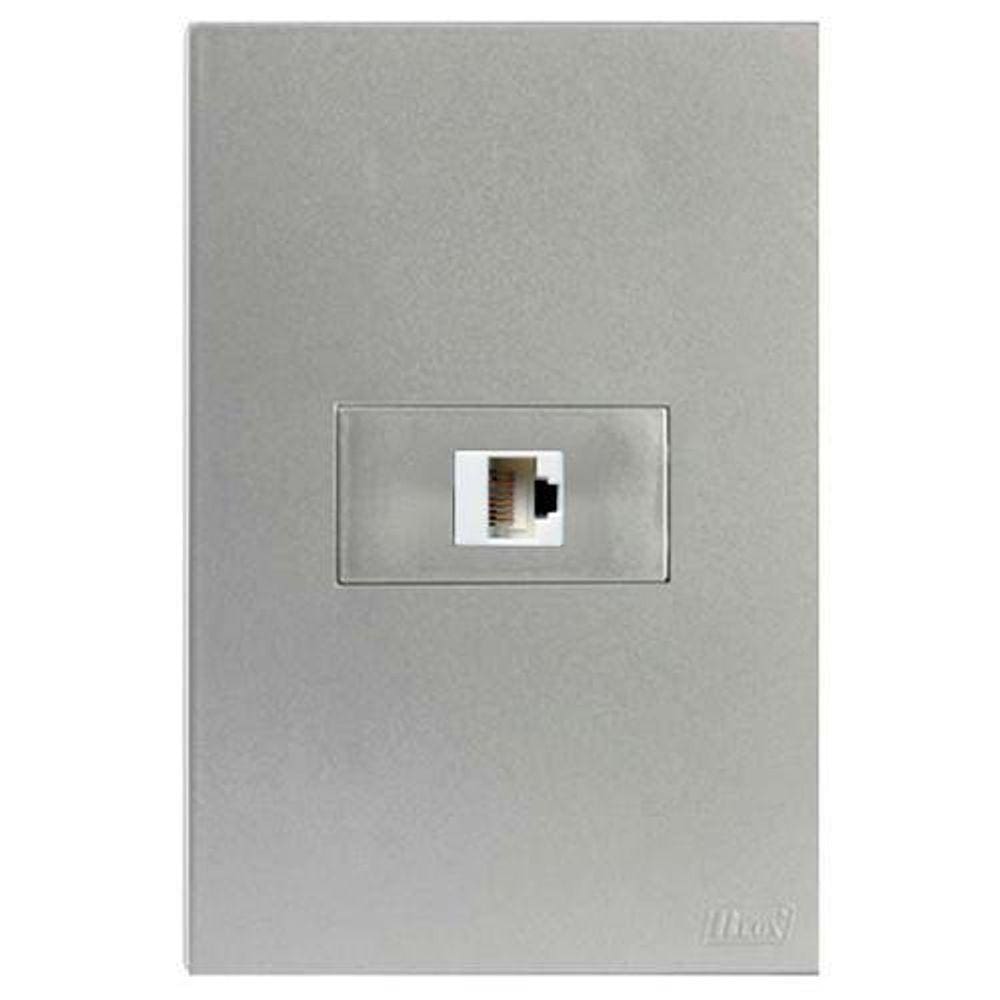 Cj Rj45 Cat6 Internet Hor. 4X2 - Recta Prata Satin Fosco