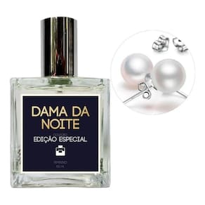 Perfume Feminino Dama Da Noite + Brinco Prata Pérola