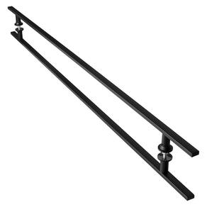 Puxador De Porta Preto Inox Vidro Pivotante 120cm M.S