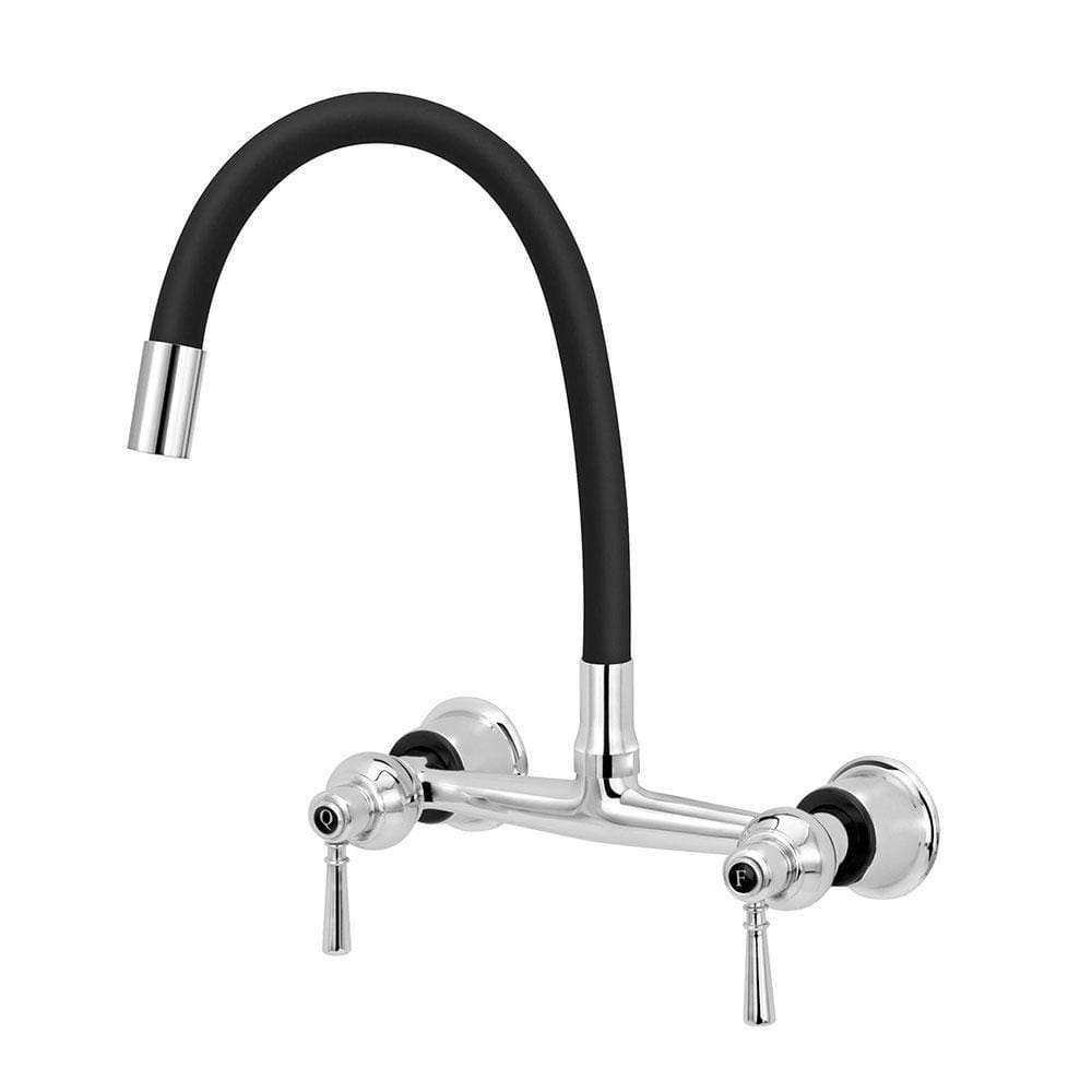 Torneira Misturador Gourmet Preto Flexível Cozinha Parede