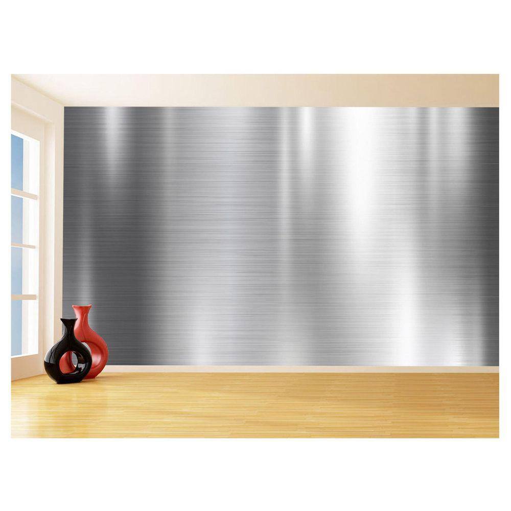 Papel De Parede 3D Textura Aço Escovado Prata 3,5M Txt224