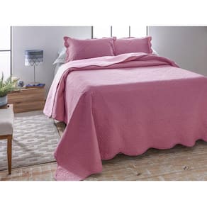 Kit Colcha Jolitex Queen Dyuri Ultrassonic Dupla Face Rosa