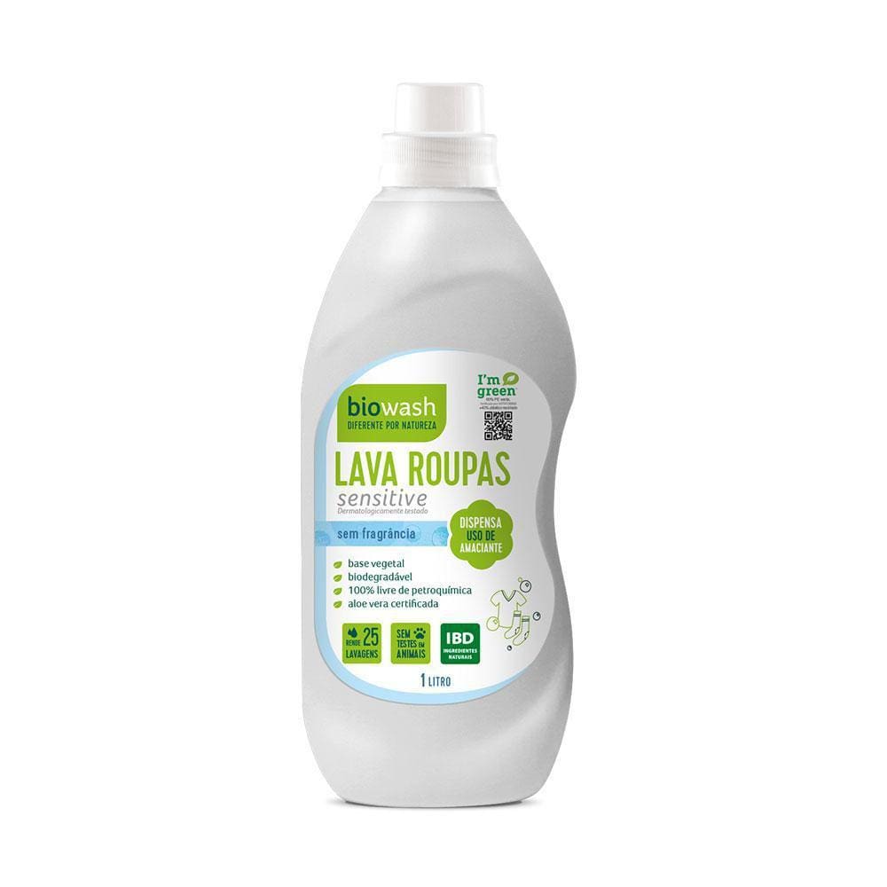 Lava Roupas Líquido Vegano Natural Sensitive  1L - Biowash