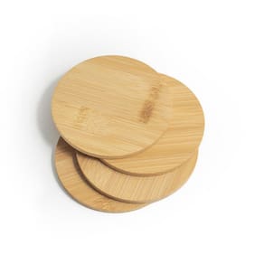 Jogo De Porta Copos Redondo Em Bambu 4Pcs - Mozcada