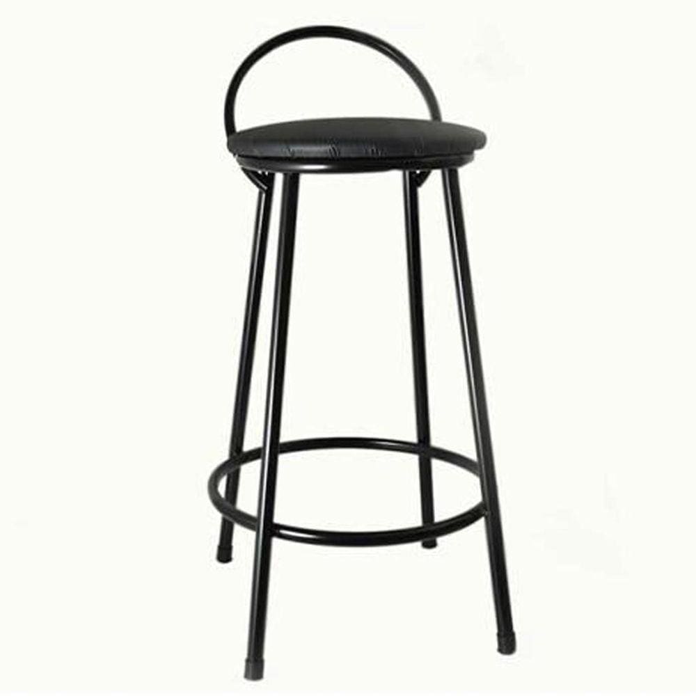 Banco Redondo Com Encosto Tradicional 70Cm De Aço Preto