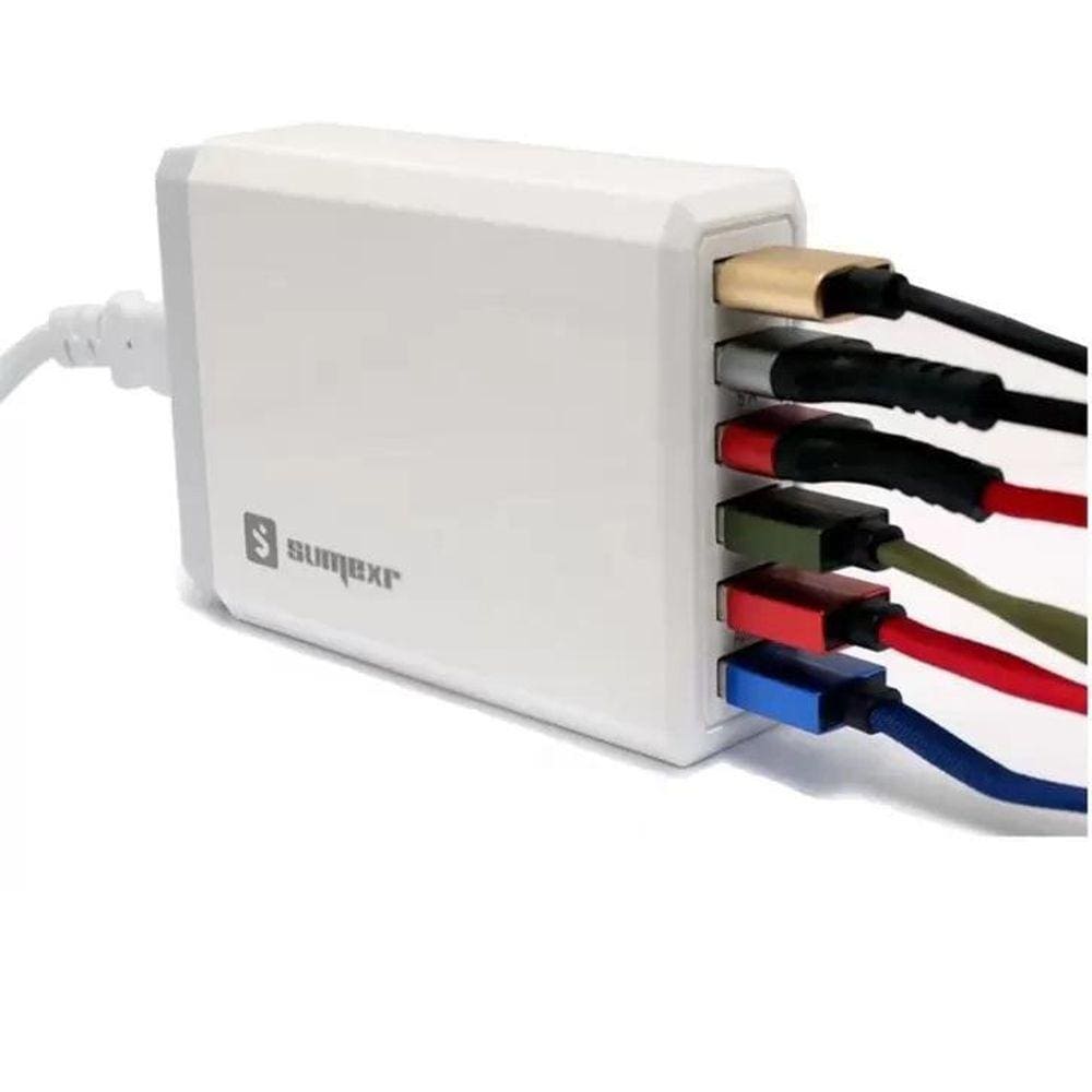 Regua 6X Usb Carregador Tomada Hub 10A Turbo Rapido