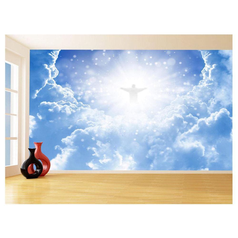 Papel De Parede 3D Religioso Céu Azul Nuvens Sol 3,5M Rl75