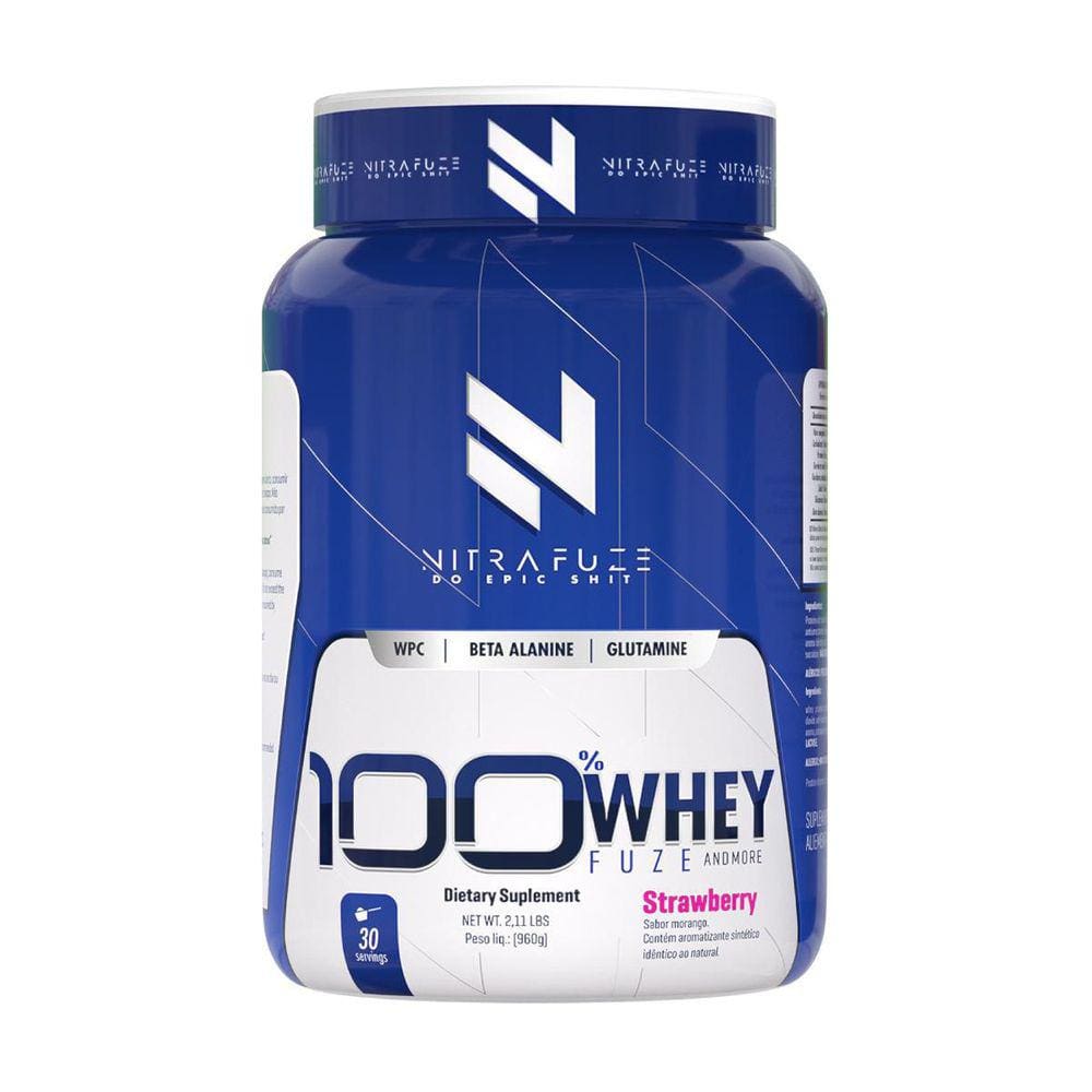 100% Whey Fuze Com Beta Alanina 960G - Sabor Strawberry