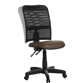 Cadeira De Escritório Ergonômica Em Tela Marrom Rv