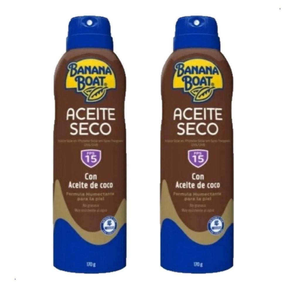 2 Bronzeador Banana Boat Spray Aceite Seco Fps15 170G