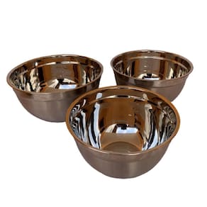Kit 03 Tigela Funda Mixing Bowl Inox 26 28 30Cm Saladeira
