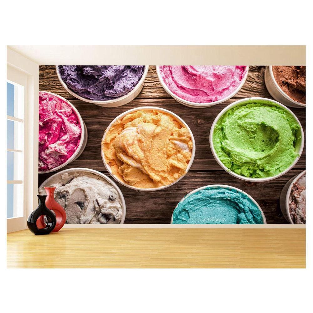 Papel De Parede 3D Alimentos Sorveteria Sorvete 3,5M Al377