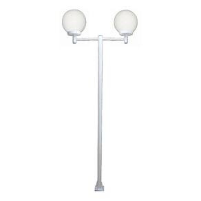 Poste Luminária Dupla Globo P Braço Reto Jardim Branco 200cm