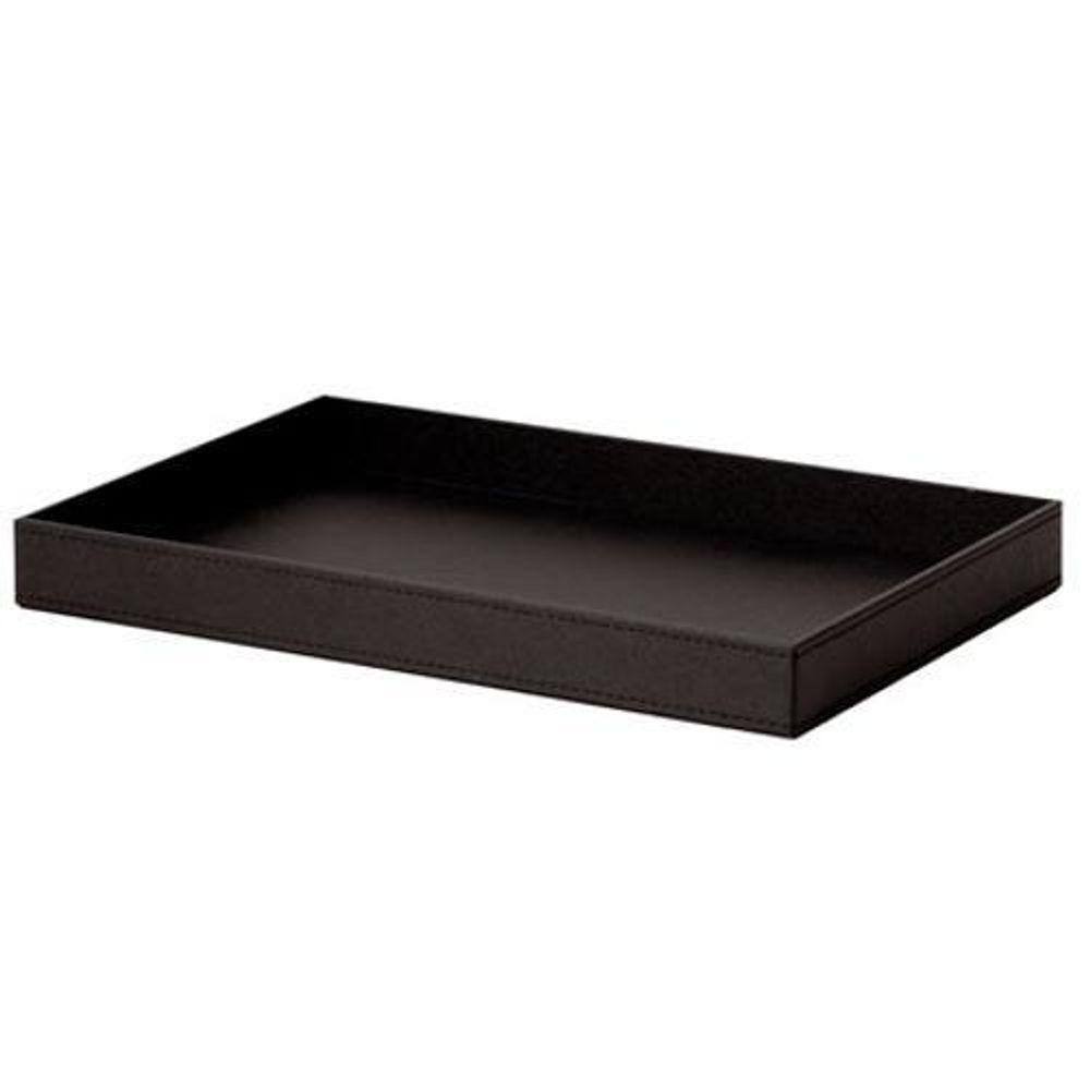Bandeja De Mdf Retangular Com Corino Preto 26X38X04 Cm