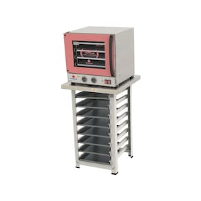 KIT - Forno Turbo Elétrico Fast Oven PRP-004 127V Rosa + Bancada MES-004 + 8 Assadeiras - Progás