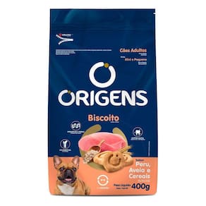 Biscoito Origens Peru, Aveia e Cereais para Cães Adultos Porte Mini e Pequeno - 400 g