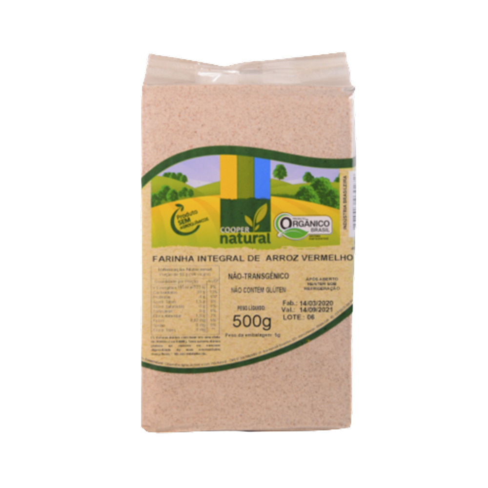Kit 3X: Farinha Arroz Vermelho Orgânico Coopernatural 500g