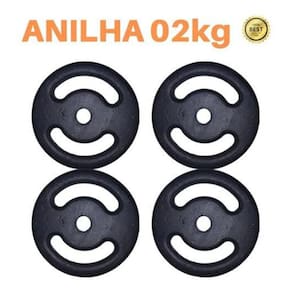 Kit 4 X Anilhas Super Premium De 2Kg Ferro Pintada