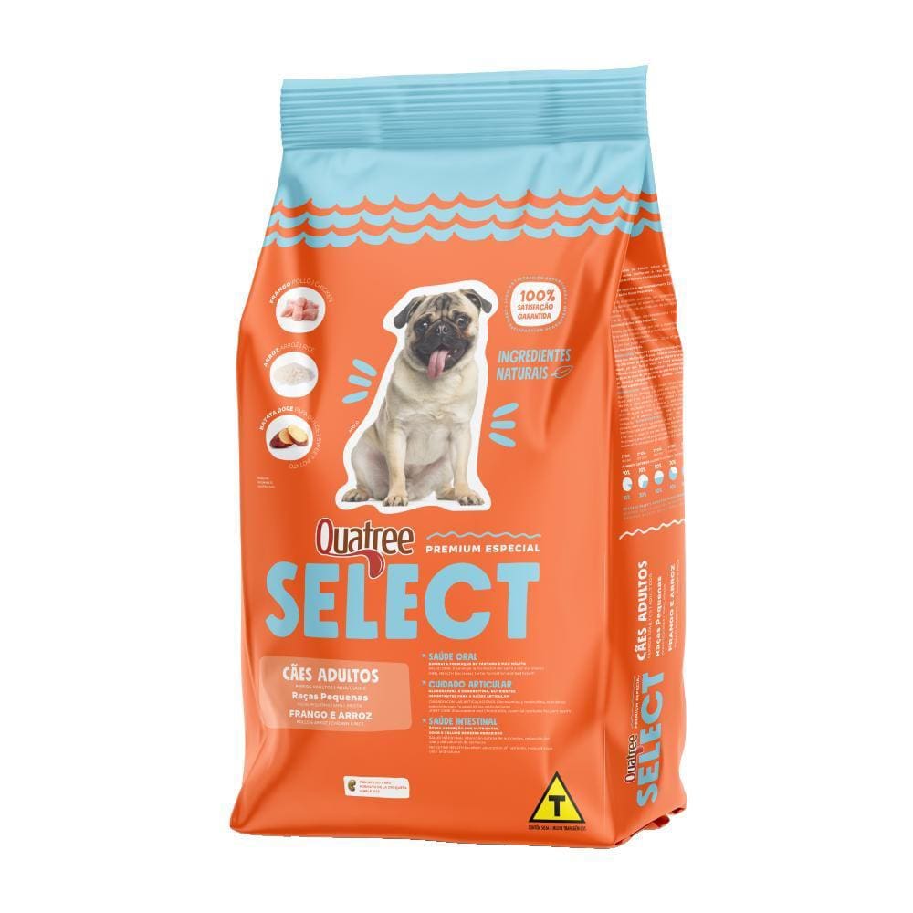 Ração Seca Quatree Select Frango e Arroz Cães Adultos Raças Pequenas - 15 Kg