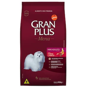 Ração GranPlus Menu Carne e Arroz para Cães Adultos Mini - 10,1 Kg