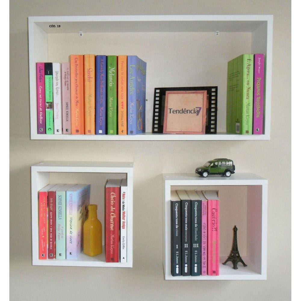 Kit 3 Nichos Mdf Branco Tx Sala Quarta Banheiro Decoração