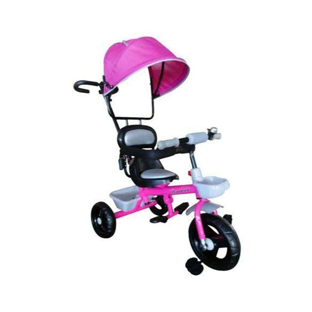 Triciclo Infantil Velotrol com Capota e Empurrador Motoca Velotrol