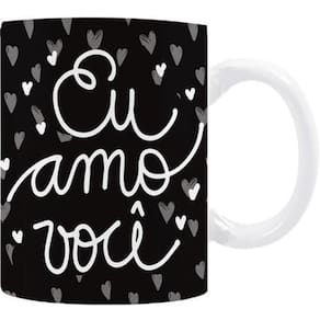 Caneca De Cerâmica Eu Amo Você Preto 325 Ml