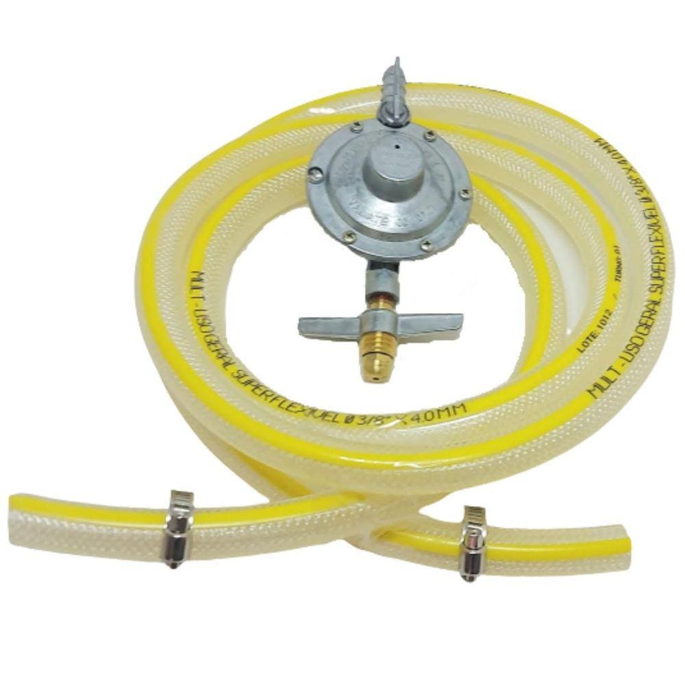 Kit Com 2M Mangueira Gás + Registro Para Botijão De Cozinha