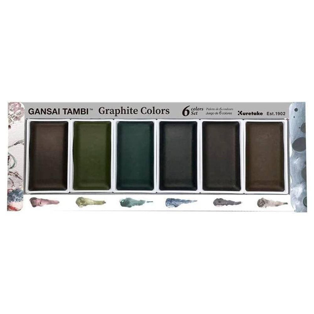 Aquarela Kuretake Gansai Tambi 6 Cores Graphite Profissional