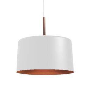 Pendente Large Biboquê  Branco Com Cobre